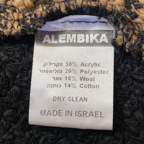 Alembika Wool Blend Long Open Cardigan Jacket Coat Brown Black Size 3/XL Israel - Picture 15 of 16